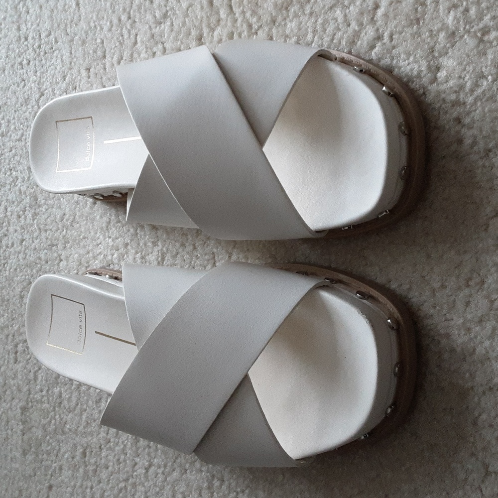 Dolce Vita White Crisscross Slide Sandals